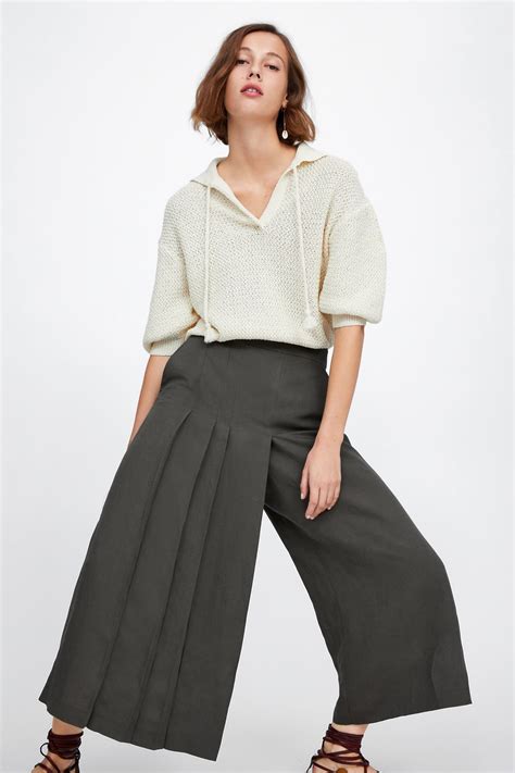 wide leg pants zara|zara pleated wide leg pants.